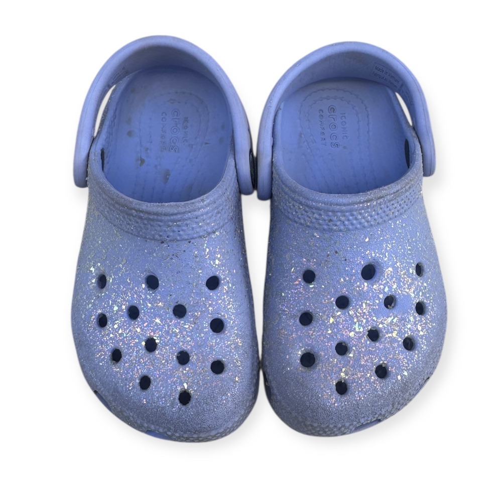 Kids Crocs Glitter Sparkle Clogs Purple Size C8 - Picture 3 of 5